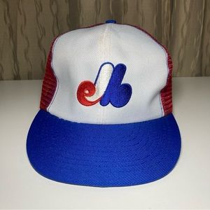 MLB Montreal Expos Size Med/Large ANNCO Tri-Color Mesh Snapback Trucker RARE